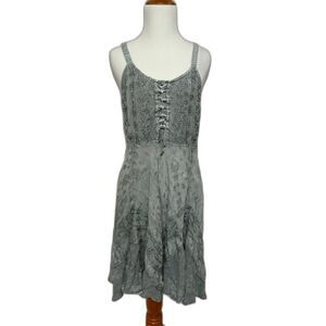 My Choice Women's Dress size Medium Gray Fairy Whimsygoth Embroidered Lace Up